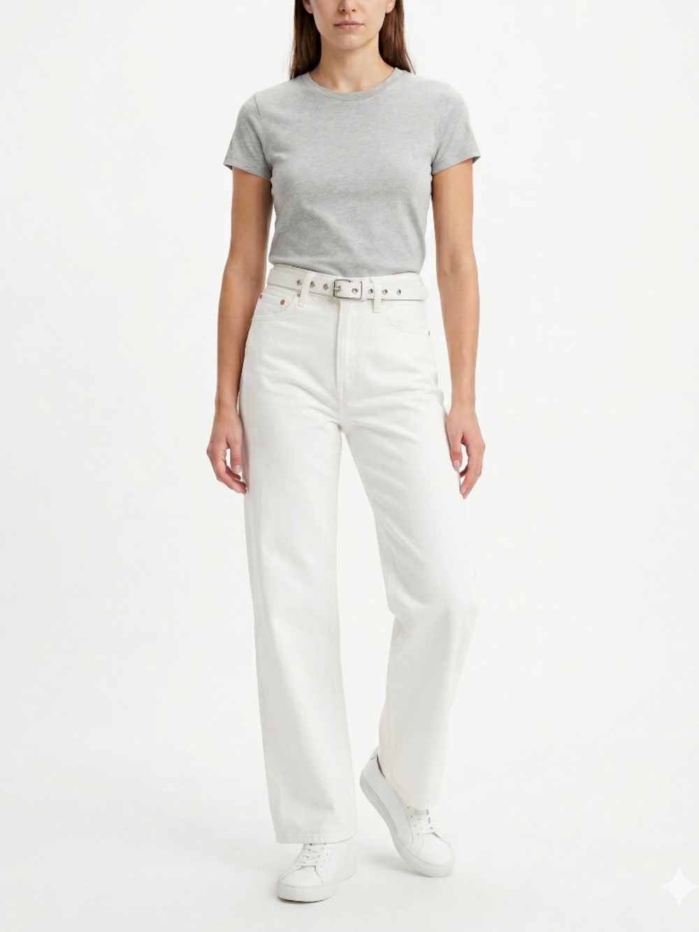 Levi's Ribcage Wide Leg Jeans White Denim High Rise NWT Size 24x32